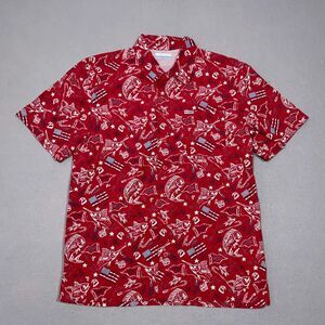 Columbia PFG Fishing Shirt Small Americana Flag Fish Print Vented Short Sleeve